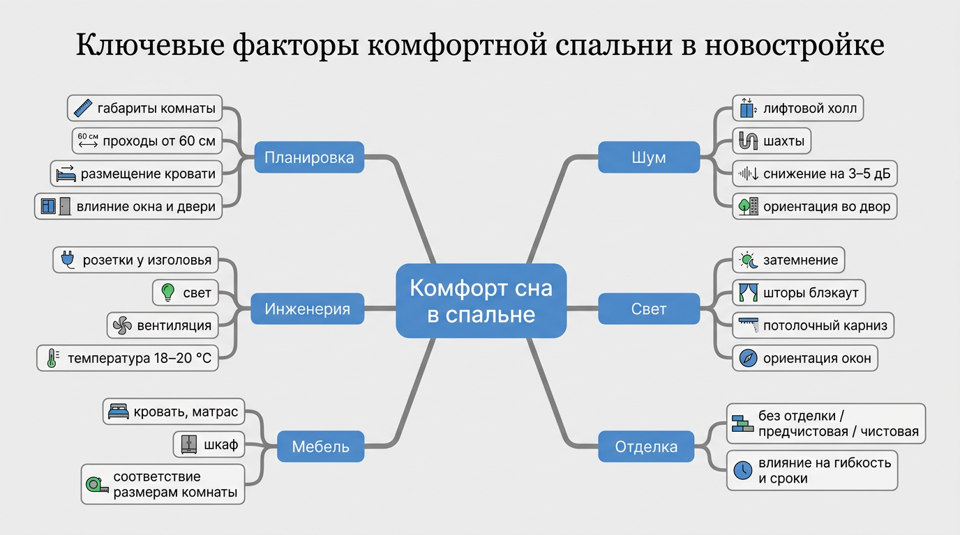 Ключевые факторы комфортной спальни в новостройке