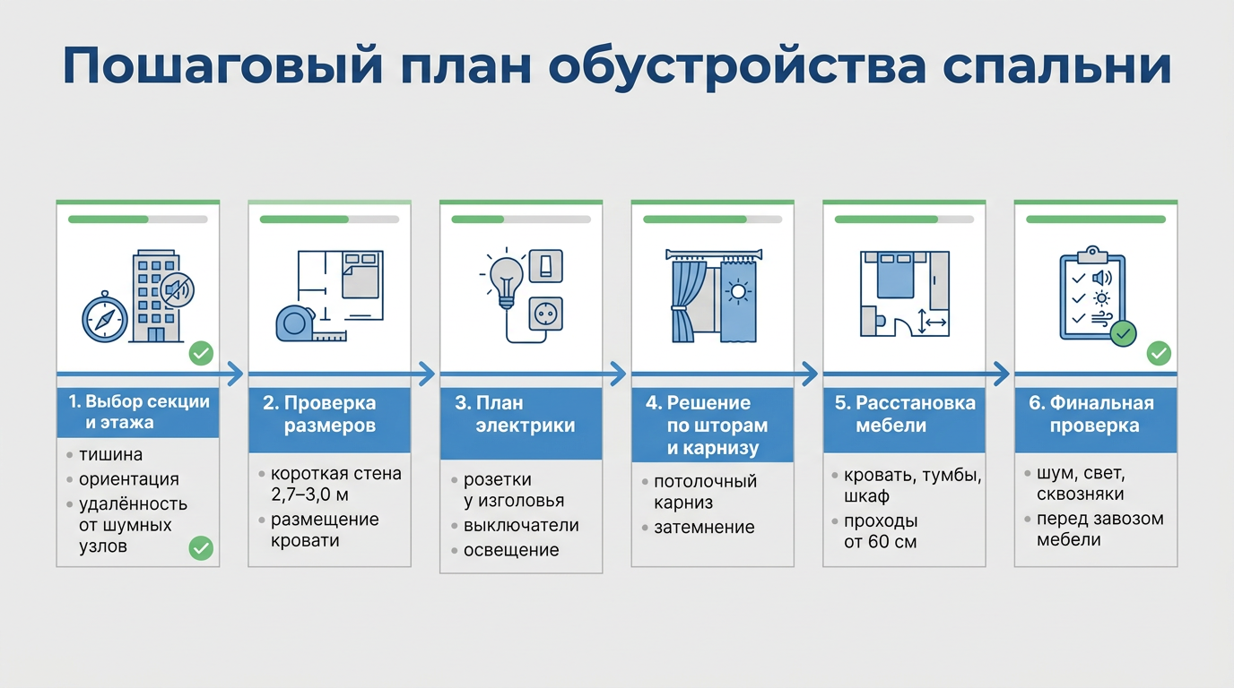 Пошаговый план обустройства спальни